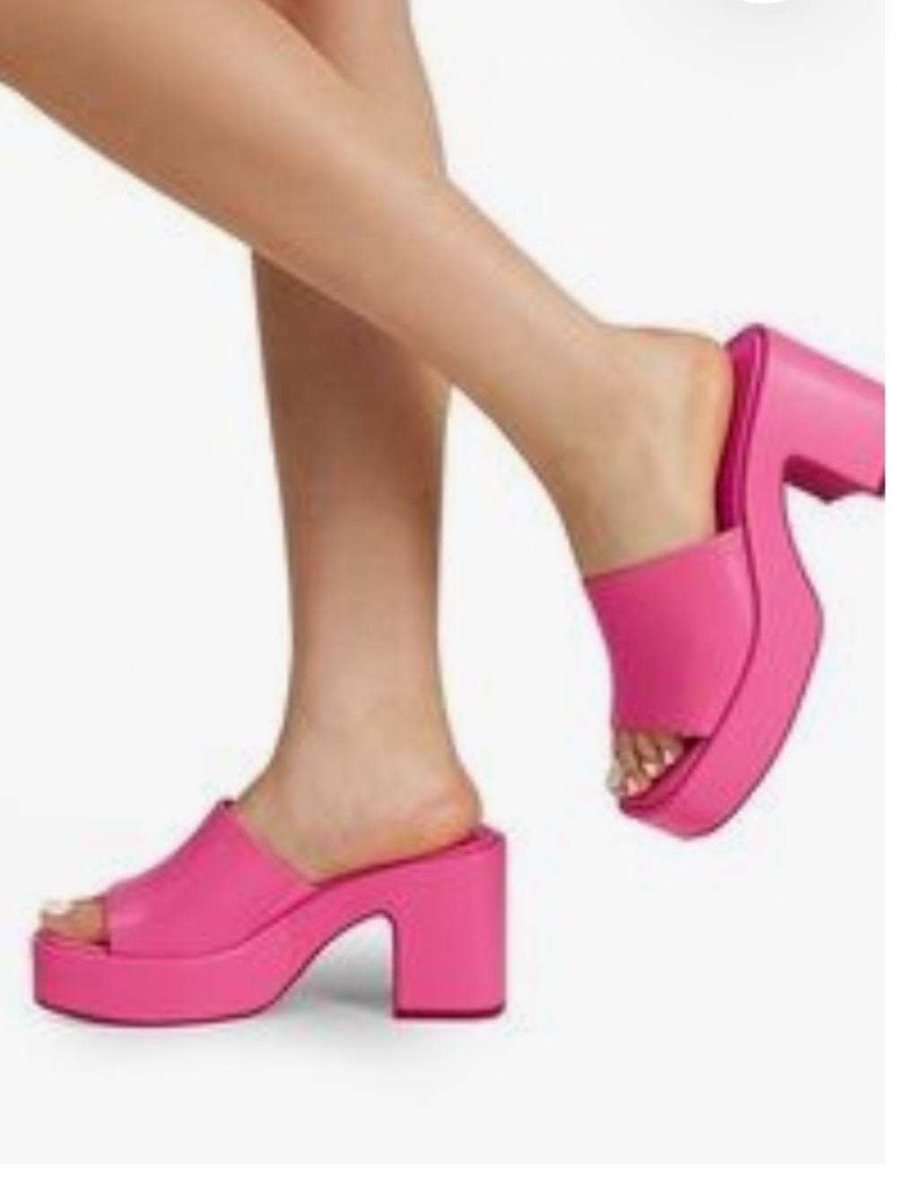 DREAM PAIRS Slip On Chunky Platform Slide Sandals Hot Pink Size 7